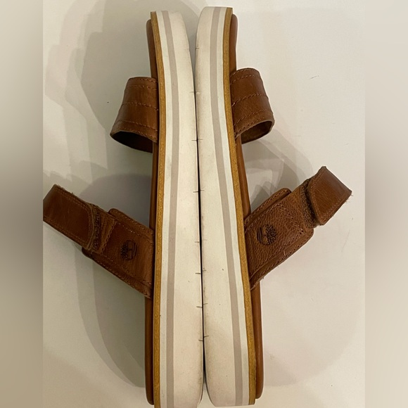 Timberland Adley Shore 2-Band Brown Leather Slide Sandals Sensorflex Women’s 9 - Picture 8 of 8